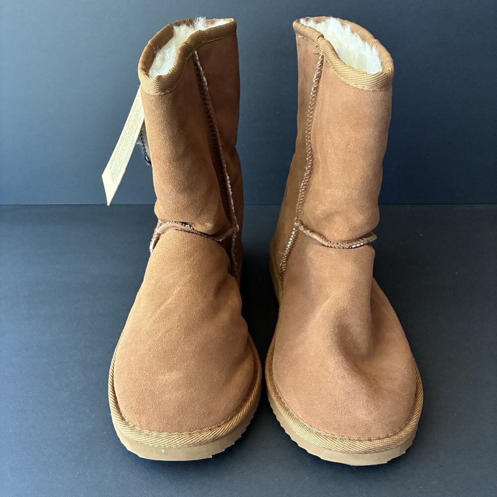 EMU Ridge Suede Leather Boot 100% Australian Merino Wool Tan Brown Size M8/W9